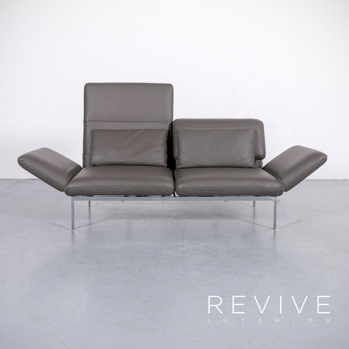 Brühl Roro Leder Sofa Anthrazit Grau Zweisitzer Couch Echtleder Funtkion #6208