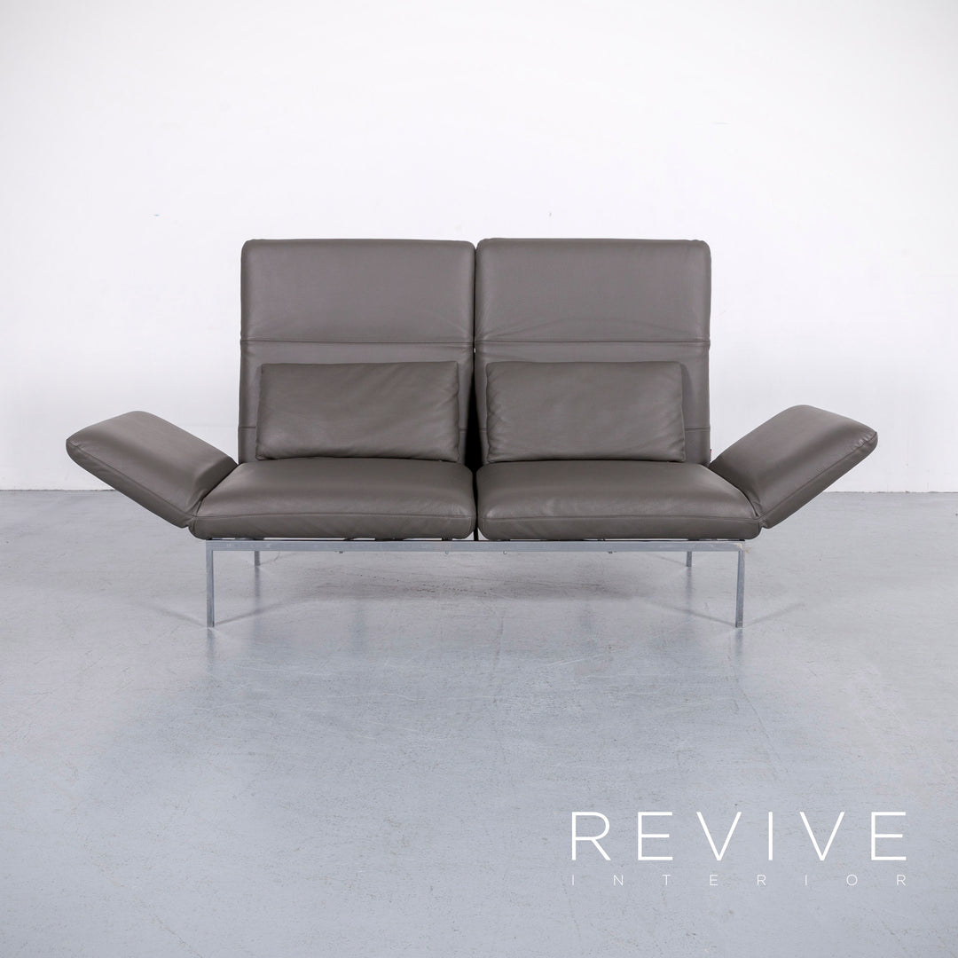 Brühl Roro Leder Sofa Anthrazit Grau Zweisitzer Couch Echtleder Funtkion #6208