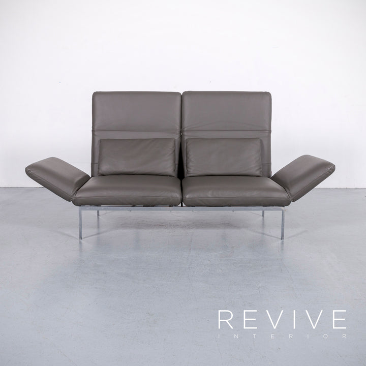 Brühl Roro Leder Sofa Anthrazit Grau Zweisitzer Couch Echtleder Funtkion #6208