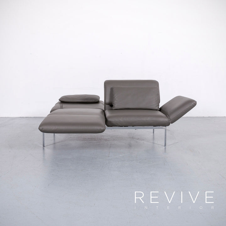 Brühl Roro Leder Sofa Anthrazit Grau Zweisitzer Couch Echtleder Funtkion #6208