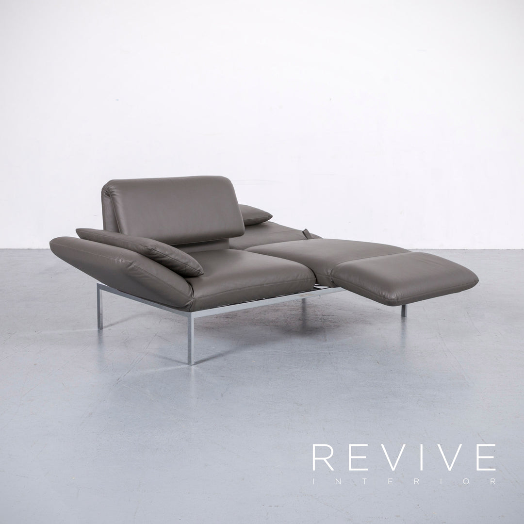 Brühl Roro Leder Sofa Anthrazit Grau Zweisitzer Couch Echtleder Funtkion #6208