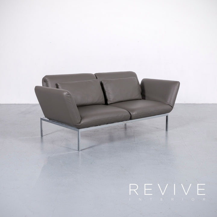 Brühl Roro Leder Sofa Anthrazit Grau Zweisitzer Couch Echtleder Funtkion #6208