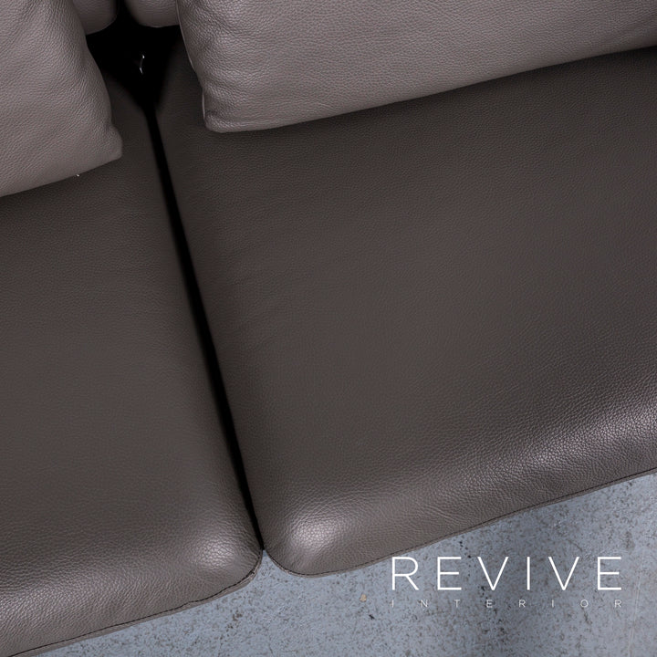 Brühl Roro Leder Sofa Anthrazit Grau Zweisitzer Couch Echtleder Funtkion #6208