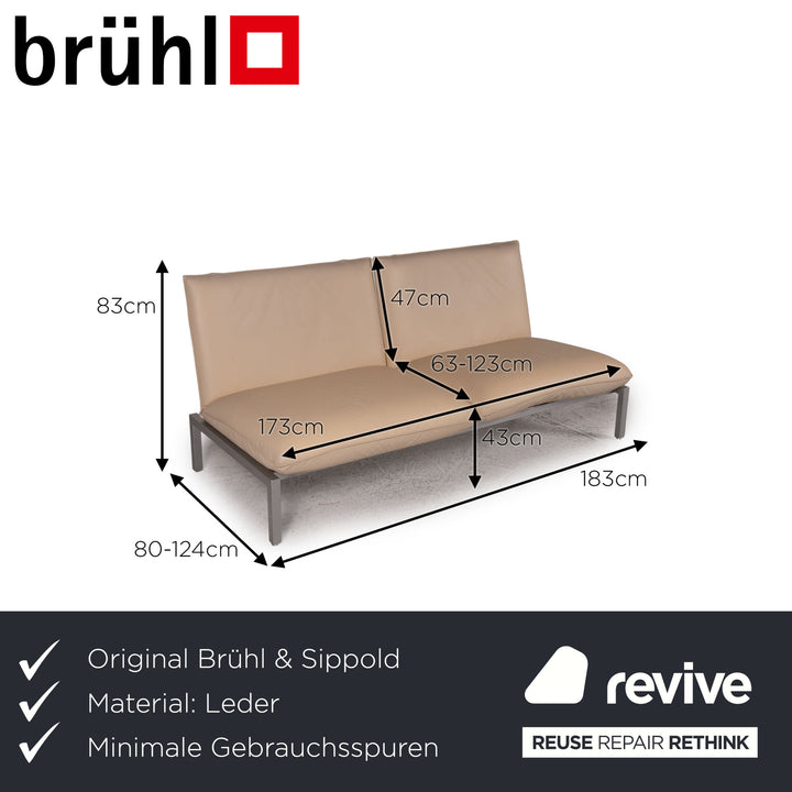 Brühl & Sippold Roro Leder Sofa Beige Funktion Relaxfunktion