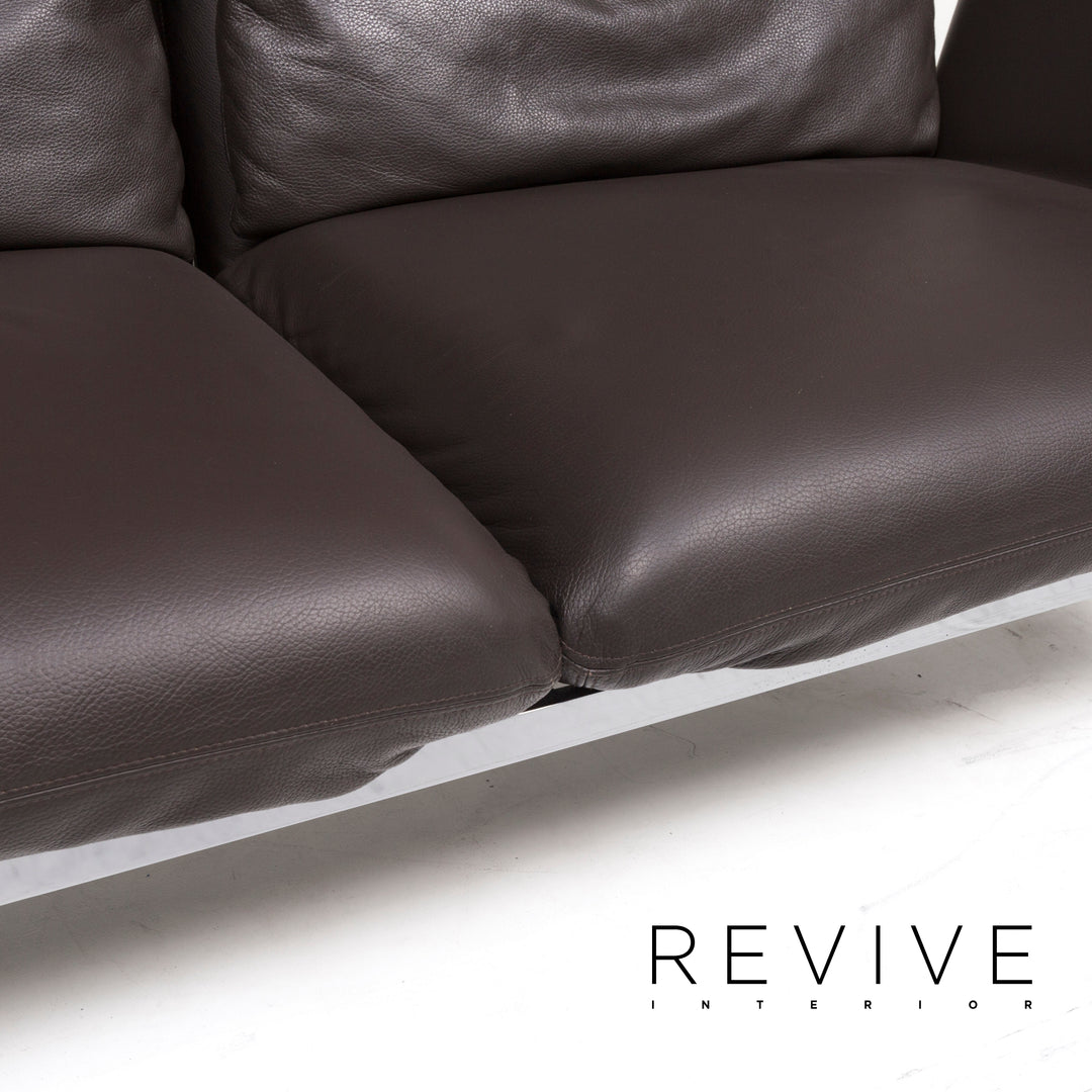 Brühl Roro Leder Sofa Braun Dunkelbraun Dreisitzer Funktion Relaxfunktion Couch #12769