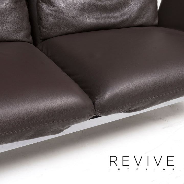 Brühl Roro Leder Sofa Braun Dunkelbraun Dreisitzer Funktion Relaxfunktion Couch #12769