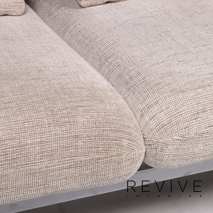 Brühl & Sippold Roro Leder Sofa Creme Schlafsofa Schlaffunktion Funktion Relaxfunktion Couch #13606