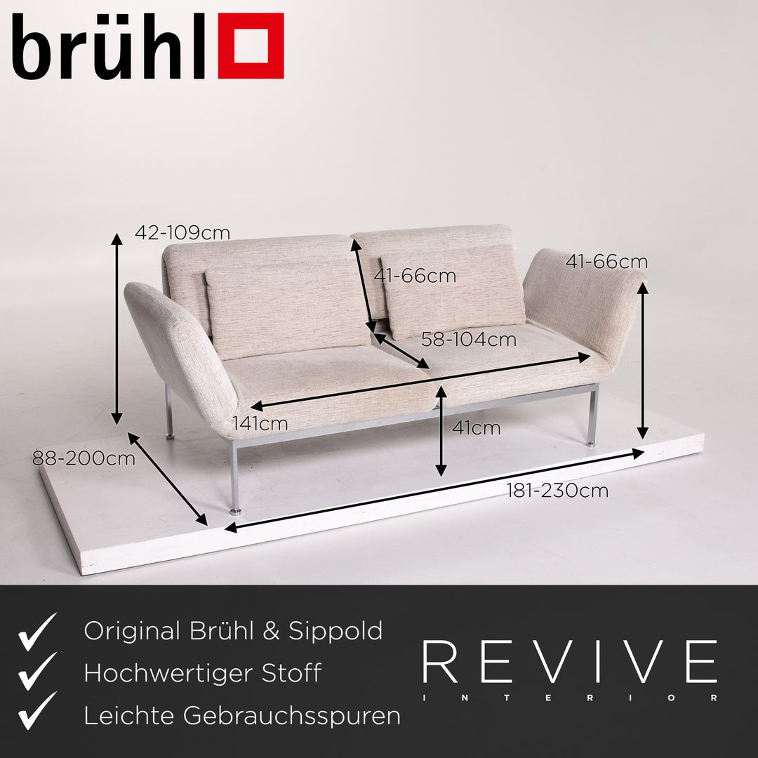 Brühl & Sippold Roro Leder Sofa Creme Schlafsofa Schlaffunktion Funktion Relaxfunktion Couch #13606