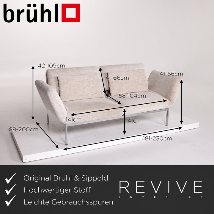 Brühl & Sippold Roro Leder Sofa Creme Schlafsofa Schlaffunktion Funktion Relaxfunktion Couch #13606