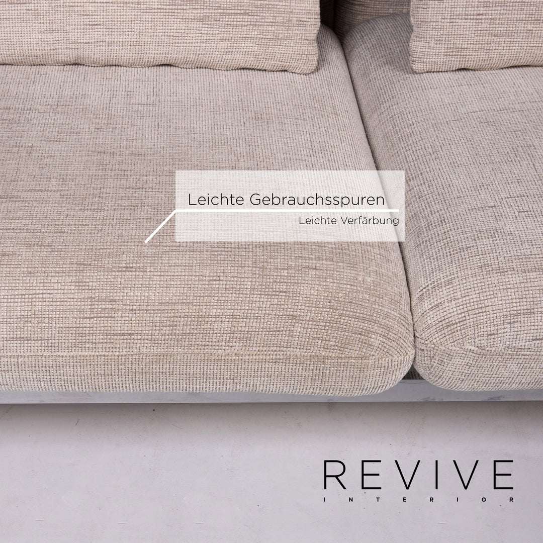 Brühl & Sippold Roro Leder Sofa Creme Schlafsofa Schlaffunktion Funktion Relaxfunktion Couch #13606