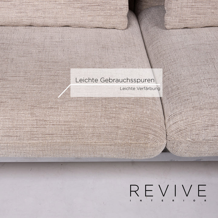 Brühl & Sippold Roro Leder Sofa Creme Schlafsofa Schlaffunktion Funktion Relaxfunktion Couch #13606