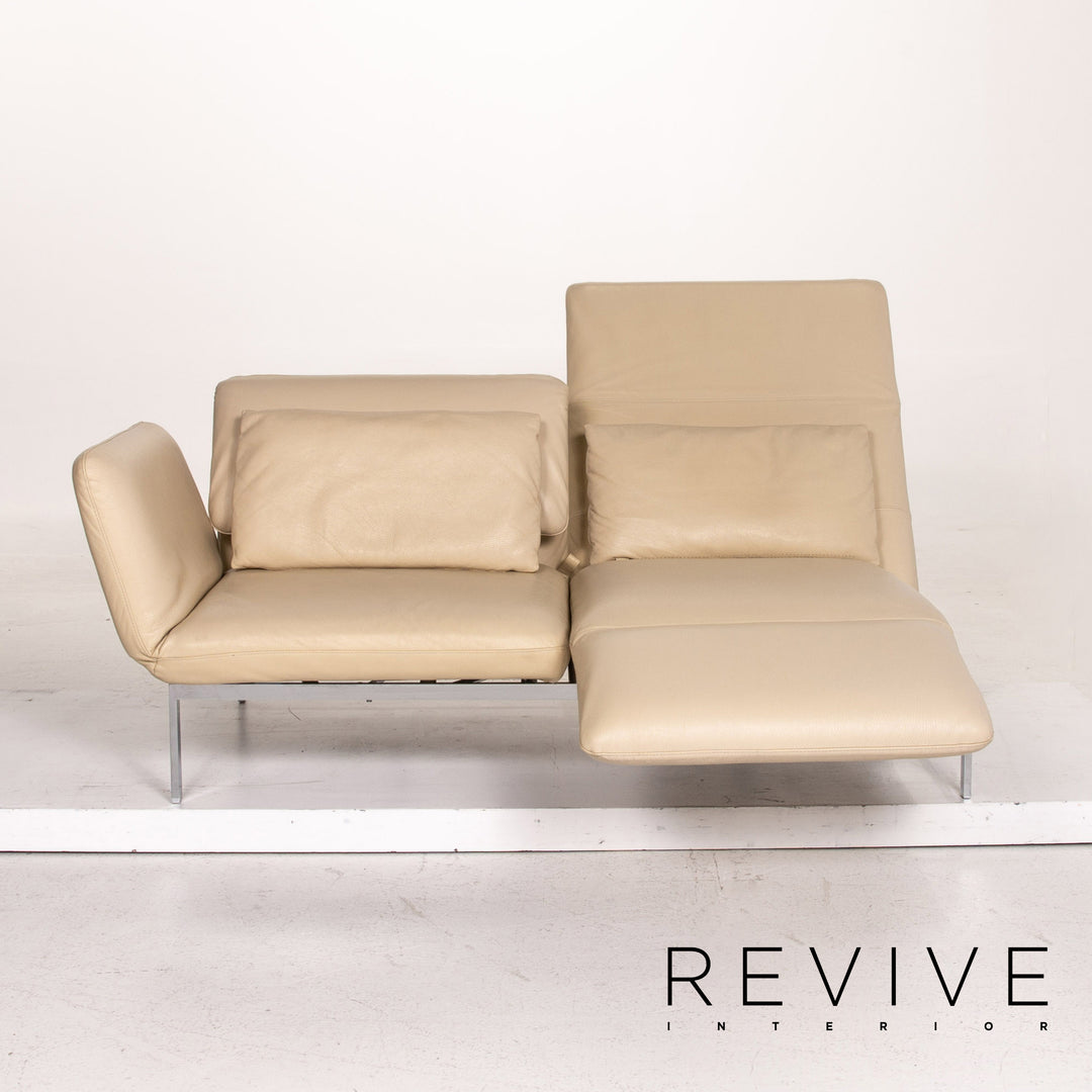 Brühl & Sippold Roro Leder Sofa Creme Zweisitzer Funktion Relaxfunktion Schlafsofa Schlaffunktion Couch #15416