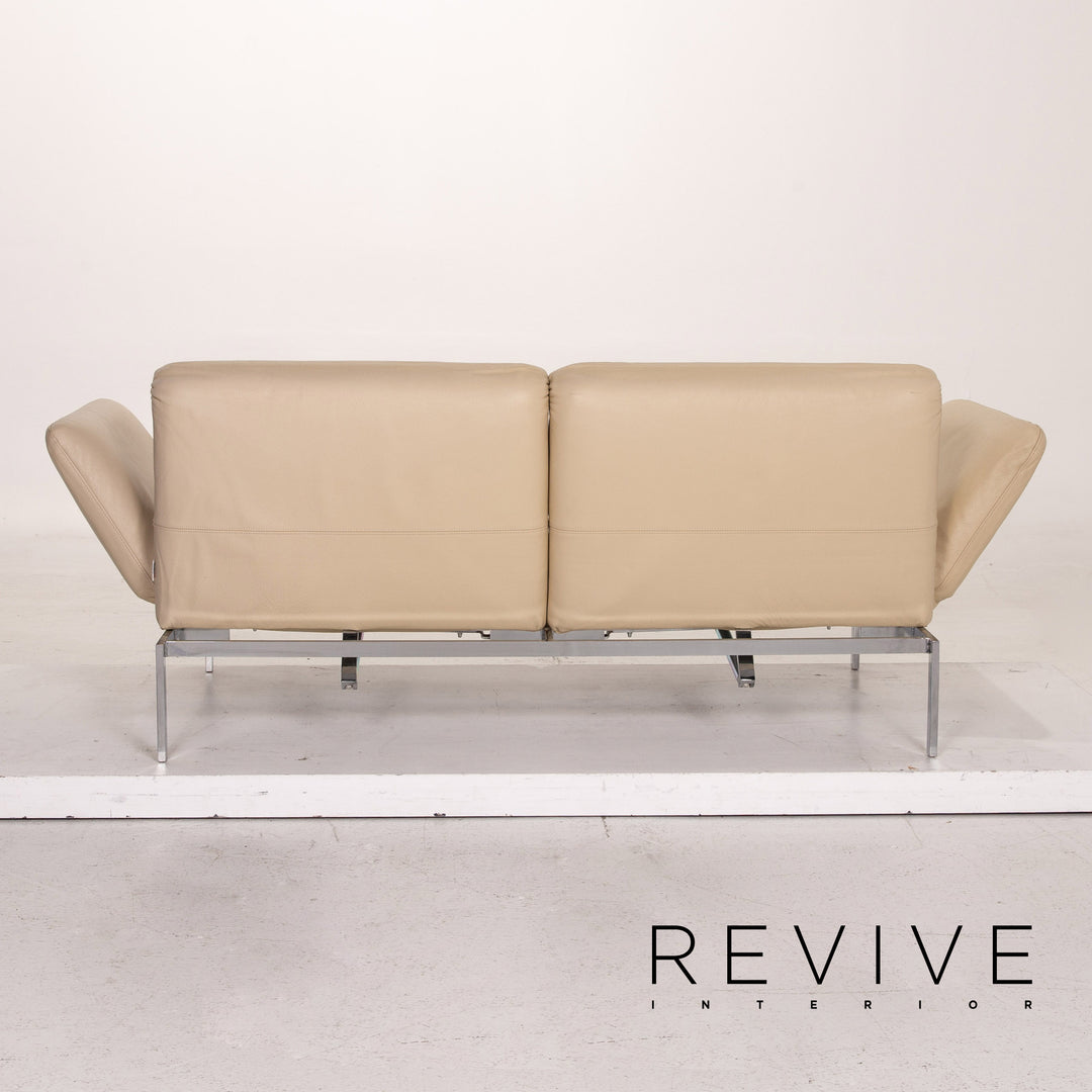 Brühl & Sippold Roro Leder Sofa Creme Zweisitzer Funktion Relaxfunktion Schlafsofa Schlaffunktion Couch #15416