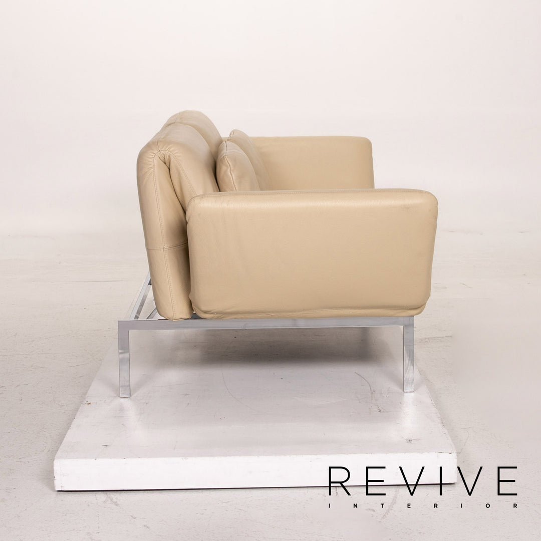 Brühl & Sippold Roro Leder Sofa Creme Zweisitzer Funktion Relaxfunktion Schlafsofa Schlaffunktion Couch #15416