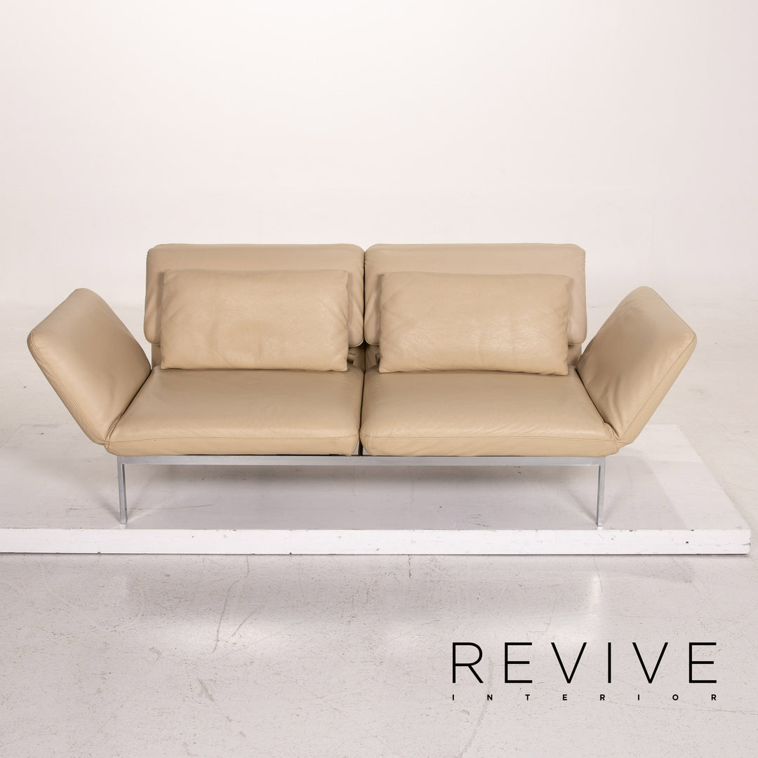 Brühl & Sippold Roro Leder Sofa Creme Zweisitzer Funktion Relaxfunktion Schlafsofa Schlaffunktion Couch #15416