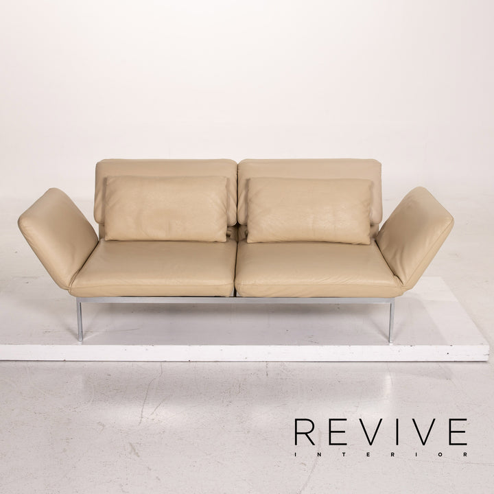 Brühl & Sippold Roro Leder Sofa Creme Zweisitzer Funktion Relaxfunktion Schlafsofa Schlaffunktion Couch #15416