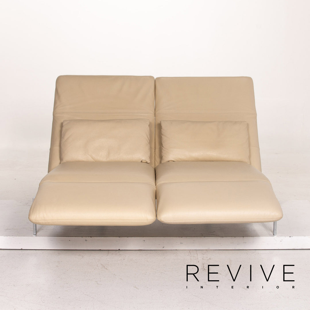 Brühl & Sippold Roro Leder Sofa Creme Zweisitzer Funktion Relaxfunktion Schlafsofa Schlaffunktion Couch #15416