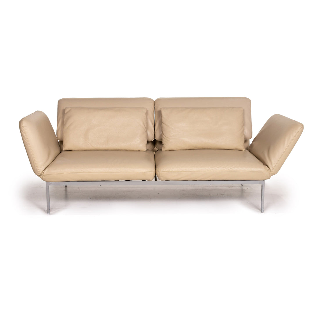 Brühl & Sippold Roro Leder Sofa Creme Zweisitzer Funktion Relaxfunktion Schlafsofa Schlaffunktion Couch #15416