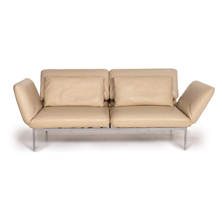 Brühl & Sippold Roro Leder Sofa Creme Zweisitzer Funktion Relaxfunktion Schlafsofa Schlaffunktion Couch #15416