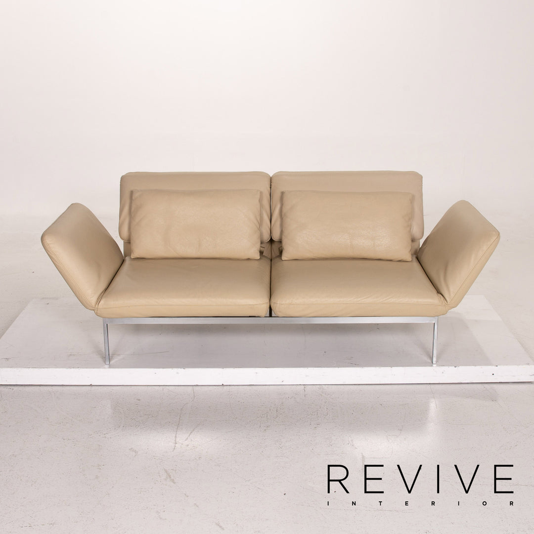 Brühl & Sippold Roro Leder Sofa Creme Zweisitzer Funktion Relaxfunktion Schlafsofa Schlaffunktion Couch #15416