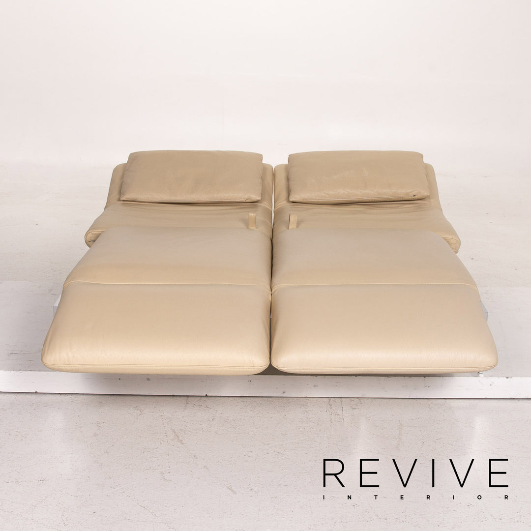 Brühl & Sippold Roro Leder Sofa Creme Zweisitzer Funktion Relaxfunktion Schlafsofa Schlaffunktion Couch #15416