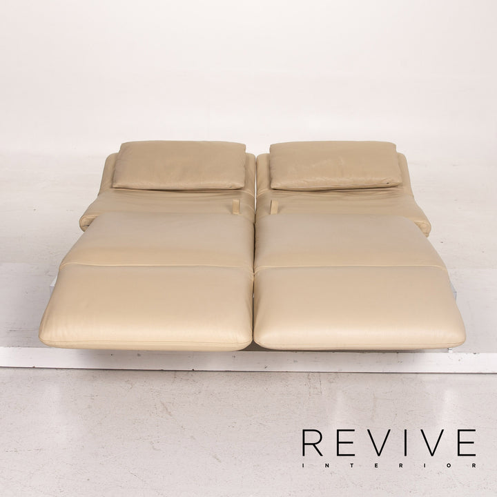Brühl & Sippold Roro Leder Sofa Creme Zweisitzer Funktion Relaxfunktion Schlafsofa Schlaffunktion Couch #15416