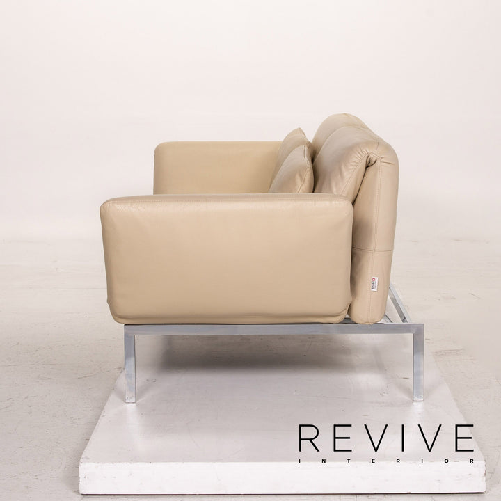 Brühl & Sippold Roro Leder Sofa Creme Zweisitzer Funktion Relaxfunktion Schlafsofa Schlaffunktion Couch #15416