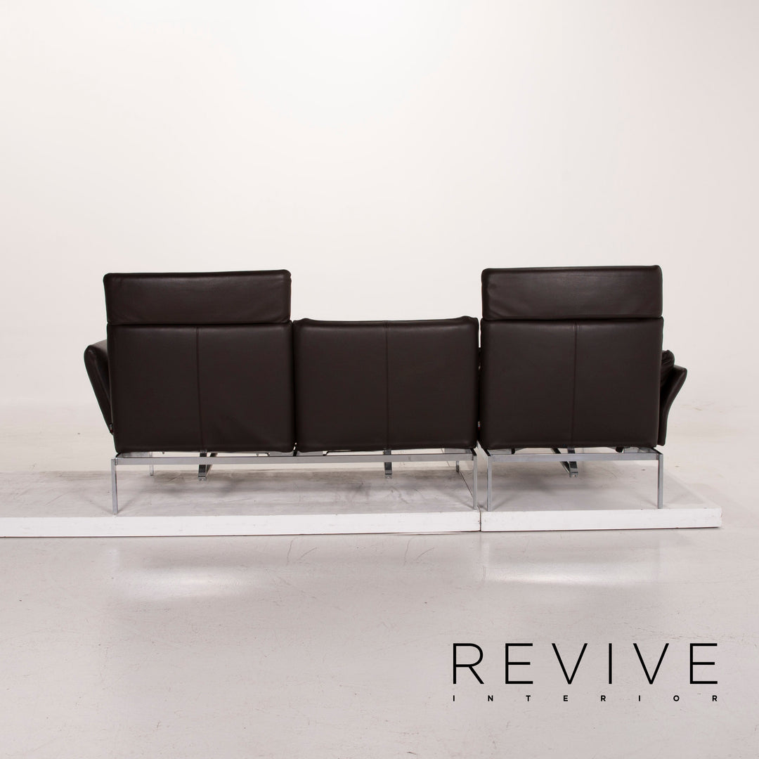 Brühl & Sippold Roro Leder Sofa Dunkelbraun Ecksofa Schlaffunktion Funktion Couch #15080