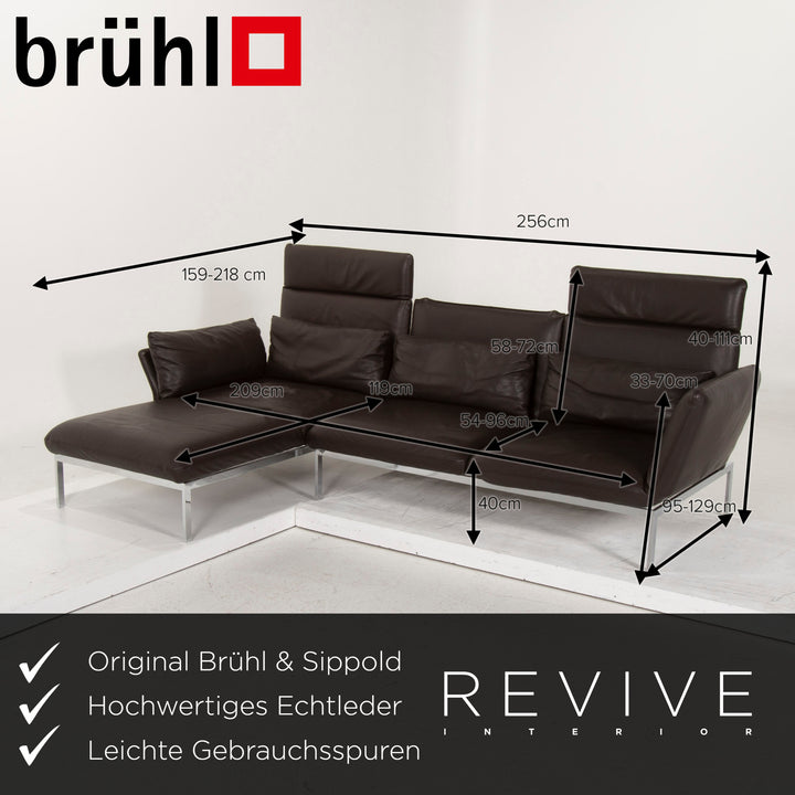 Brühl & Sippold Roro Leder Sofa Dunkelbraun Ecksofa Schlaffunktion Funktion Couch #15080