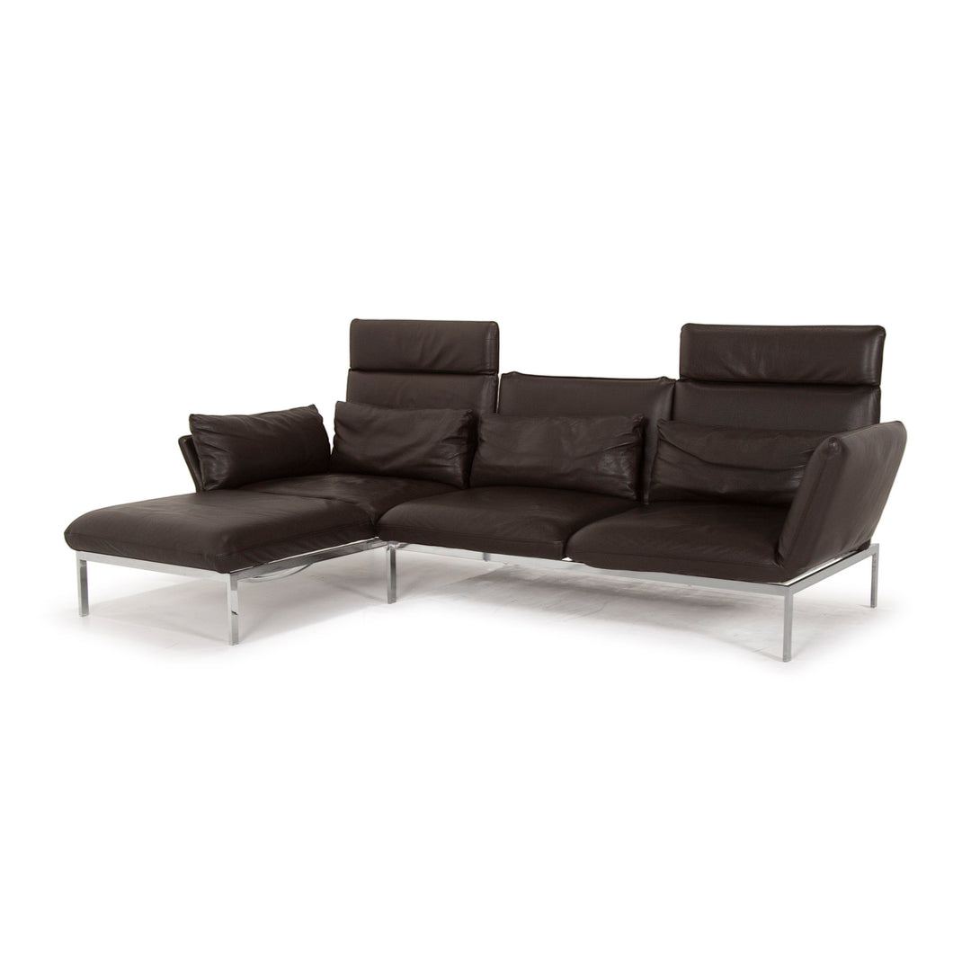 Brühl & Sippold Roro Leder Sofa Dunkelbraun Ecksofa Schlaffunktion Funktion Couch #15080