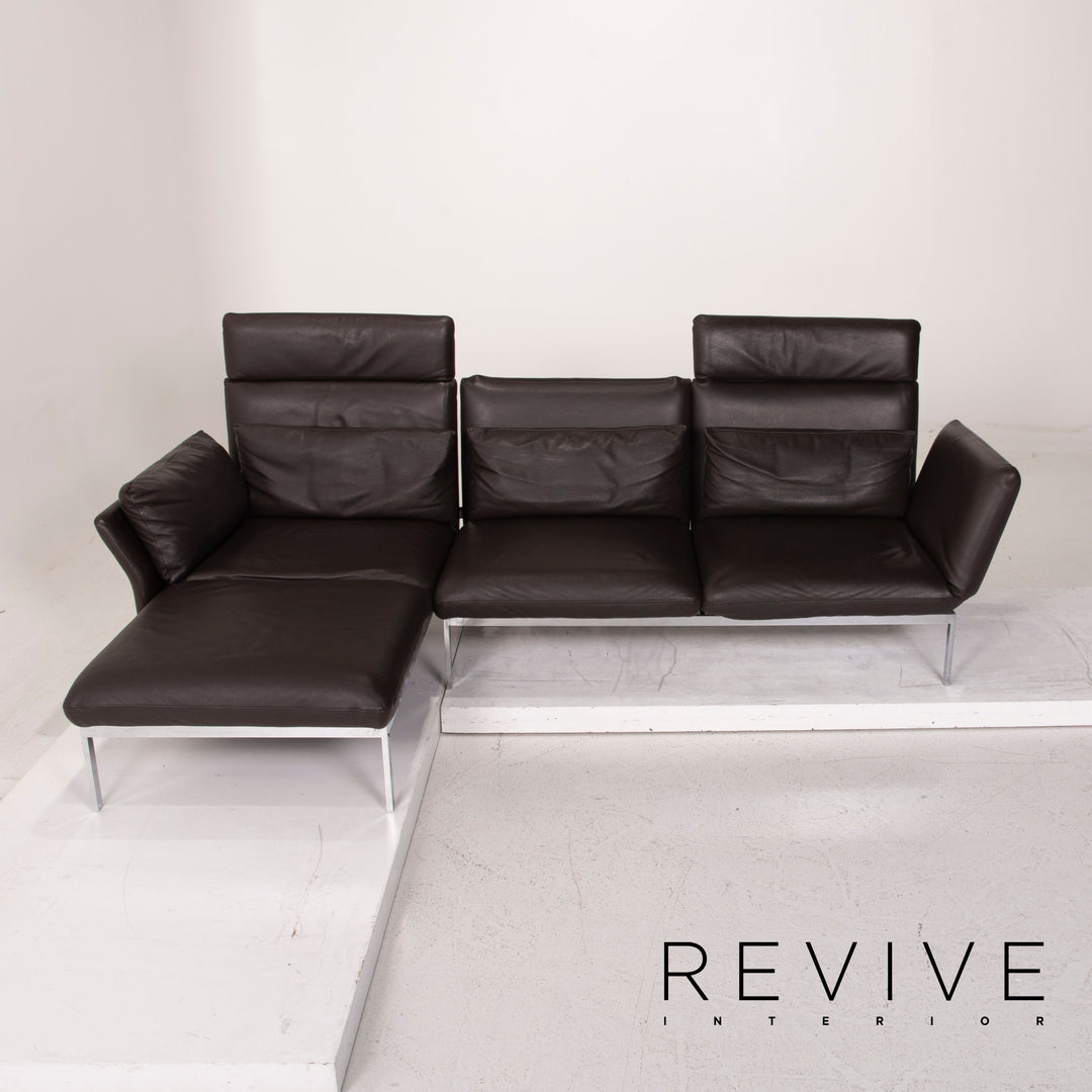 Brühl & Sippold Roro Leder Sofa Dunkelbraun Ecksofa Schlaffunktion Funktion Couch #15080