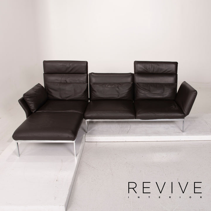 Brühl & Sippold Roro Leder Sofa Dunkelbraun Ecksofa Schlaffunktion Funktion Couch #15080