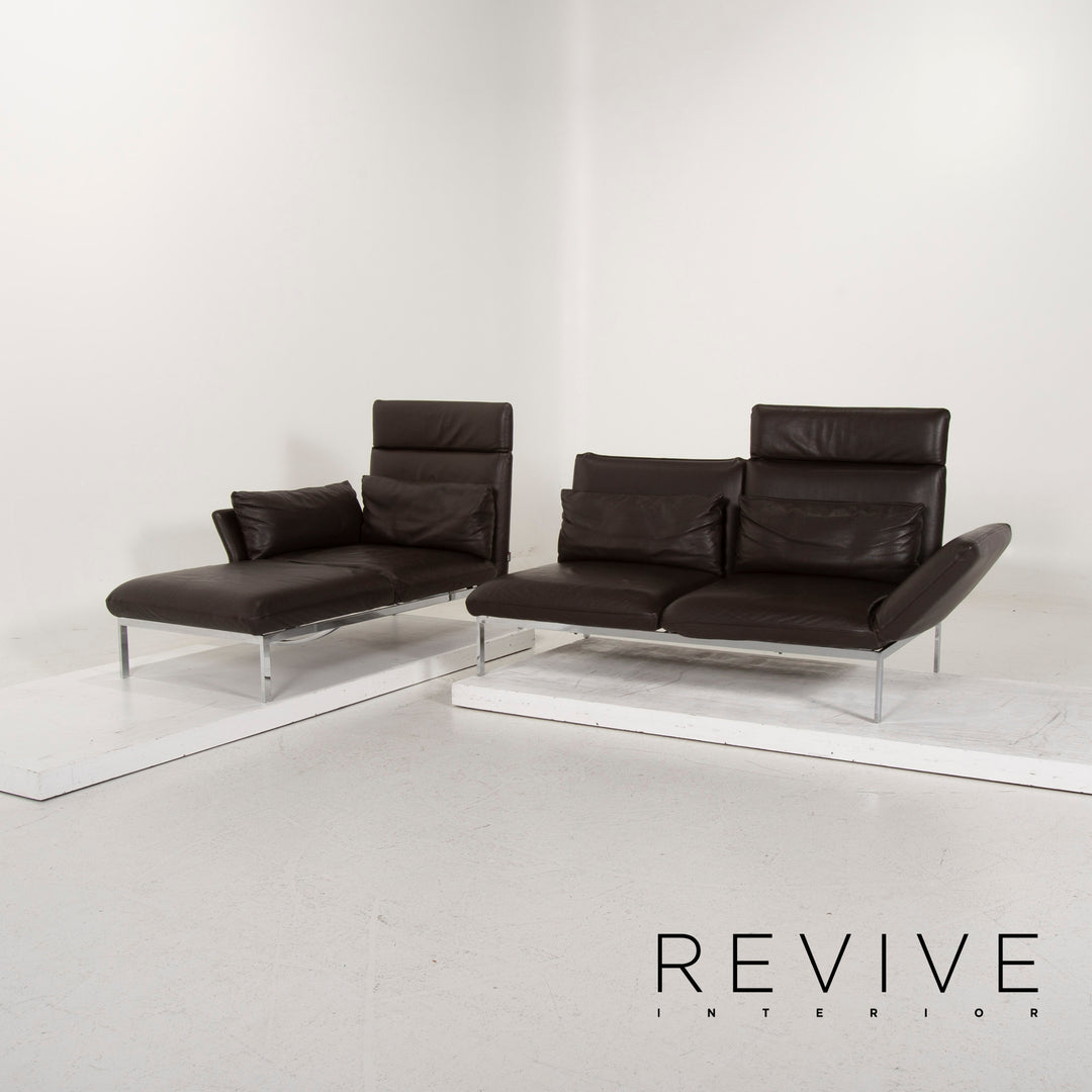 Brühl & Sippold Roro Leder Sofa Dunkelbraun Ecksofa Schlaffunktion Funktion Couch #15080