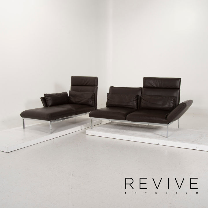Brühl & Sippold Roro Leder Sofa Dunkelbraun Ecksofa Schlaffunktion Funktion Couch #15080