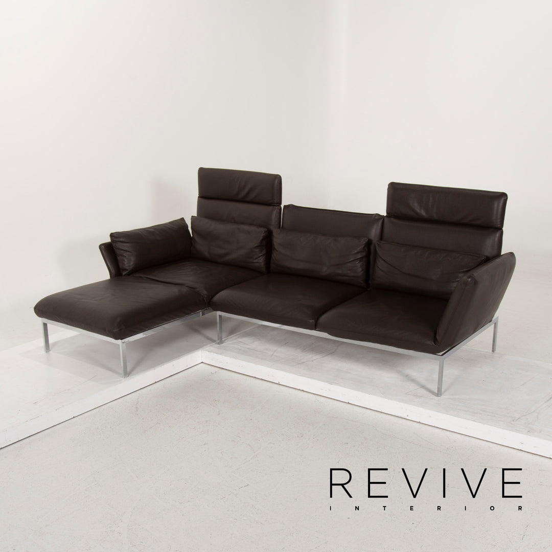 Brühl & Sippold Roro Leder Sofa Dunkelbraun Ecksofa Schlaffunktion Funktion Couch #15080