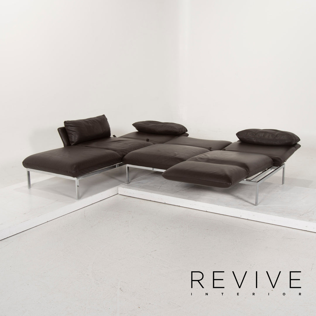 Brühl & Sippold Roro Leder Sofa Dunkelbraun Ecksofa Schlaffunktion Funktion Couch #15080