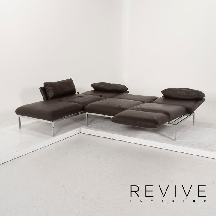 Brühl & Sippold Roro Leder Sofa Dunkelbraun Ecksofa Schlaffunktion Funktion Couch #15080