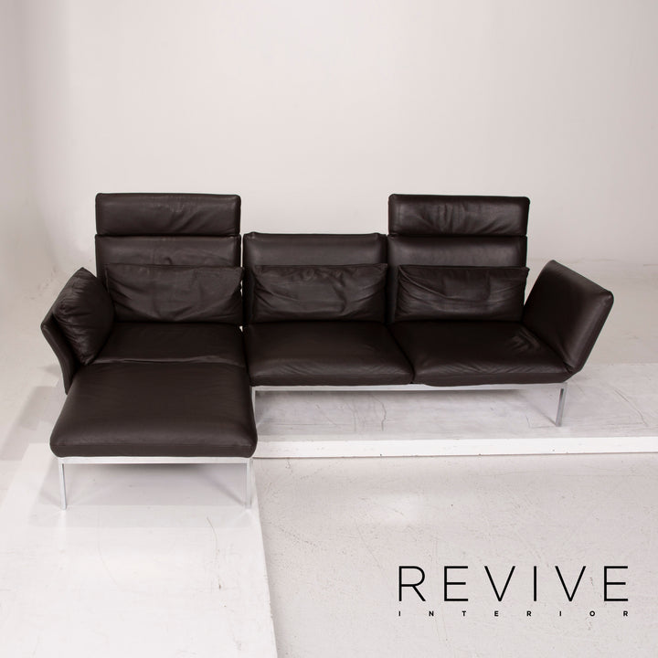Brühl & Sippold Roro Leder Sofa Dunkelbraun Ecksofa Schlaffunktion Funktion Couch #15080