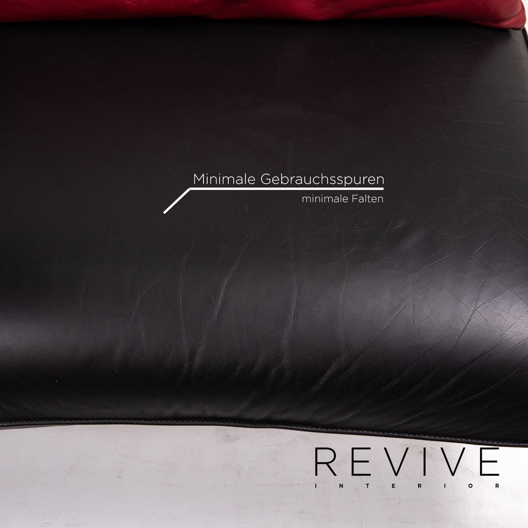 Brühl & Sippold Roro Leder Sofa Garnitur Schwarz 2x Zweisitzer Funktion Relaxfunktion Couch #15070