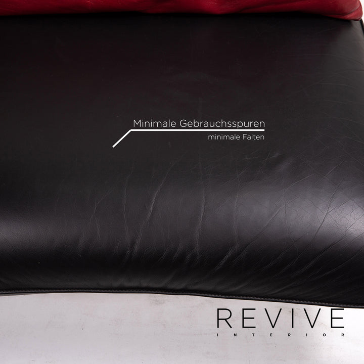 Brühl & Sippold Roro Leder Sofa Garnitur Schwarz 2x Zweisitzer Funktion Relaxfunktion Couch #15070