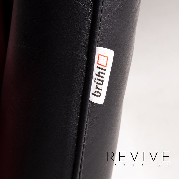 Brühl & Sippold Roro Leder Sofa Garnitur Schwarz 2x Zweisitzer Funktion Relaxfunktion Couch #15070