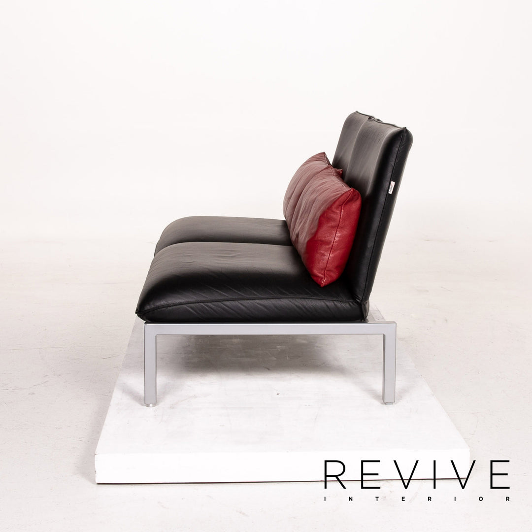 Brühl & Sippold Roro Leder Sofa Garnitur Schwarz 2x Zweisitzer Funktion Relaxfunktion Couch #15070