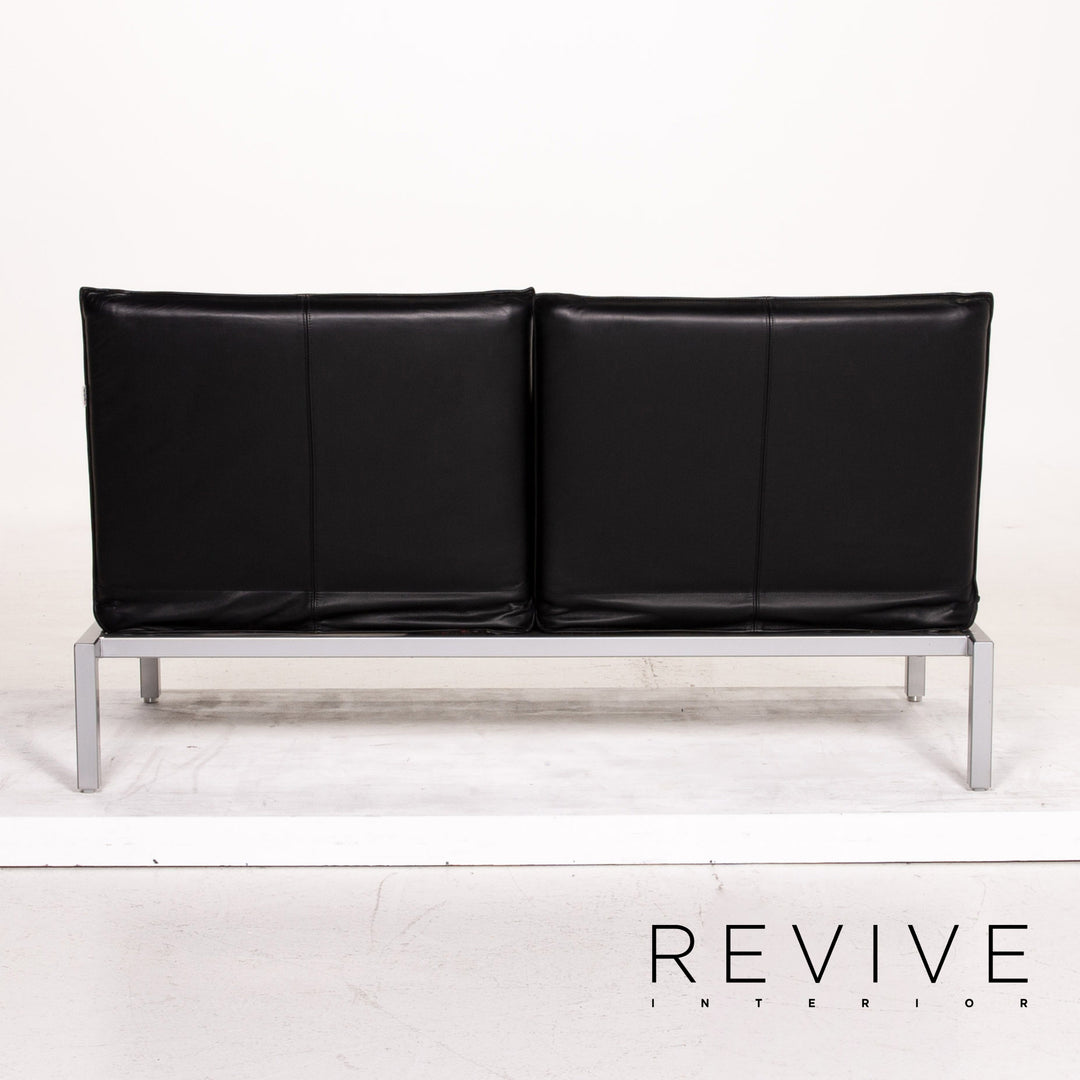 Brühl & Sippold Roro Leder Sofa Garnitur Schwarz 2x Zweisitzer Funktion Relaxfunktion Couch #15070