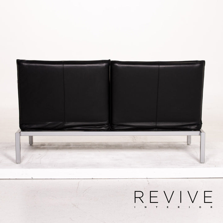 Brühl & Sippold Roro Leder Sofa Garnitur Schwarz 2x Zweisitzer Funktion Relaxfunktion Couch #15070