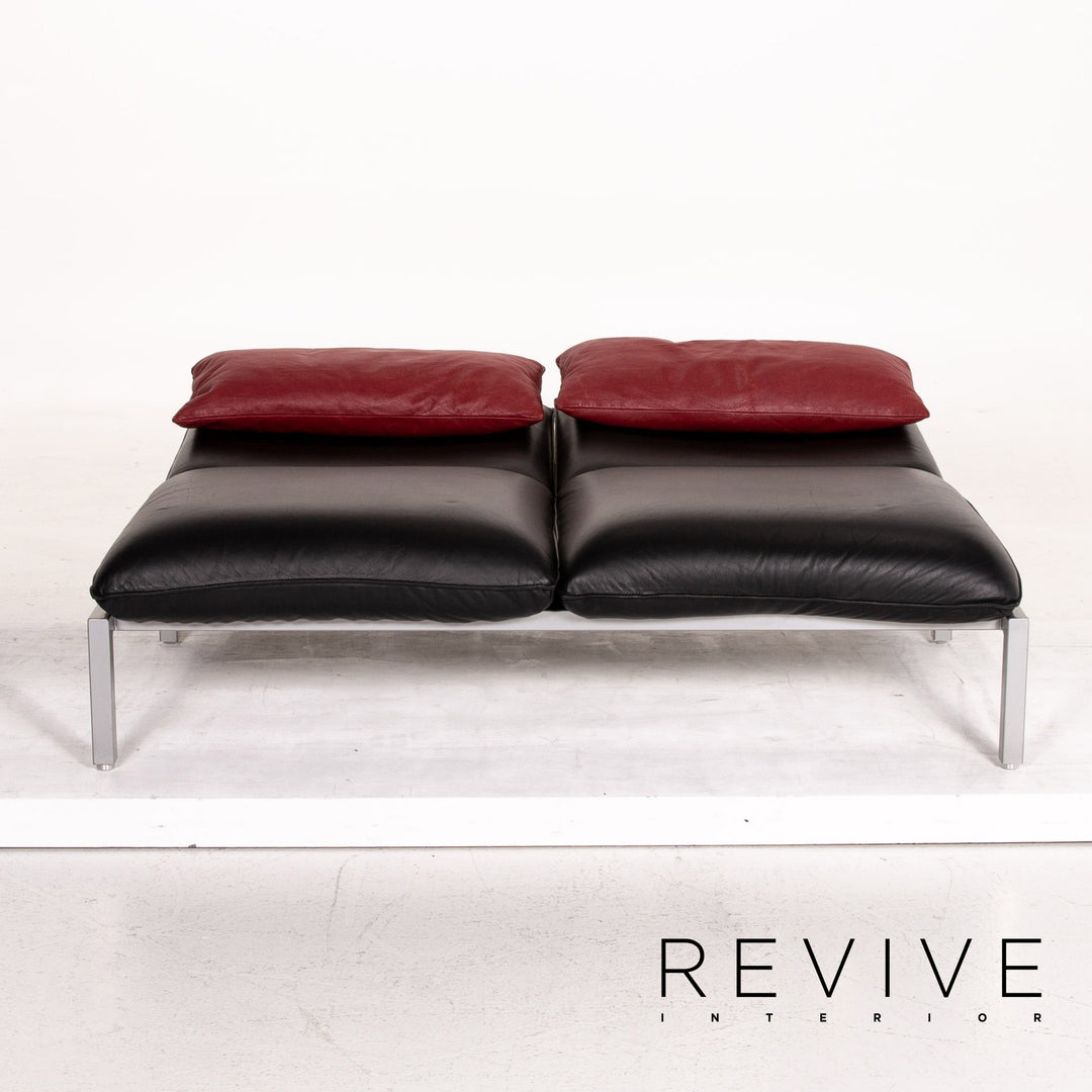 Brühl & Sippold Roro Leder Sofa Garnitur Schwarz 2x Zweisitzer Funktion Relaxfunktion Couch #15070