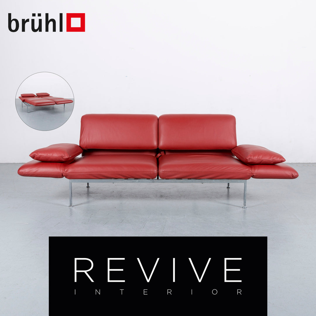 Brühl Roro Leder Sofa Rot Neuwertig Dreisitzer Couch Funktion Echtleder #6041