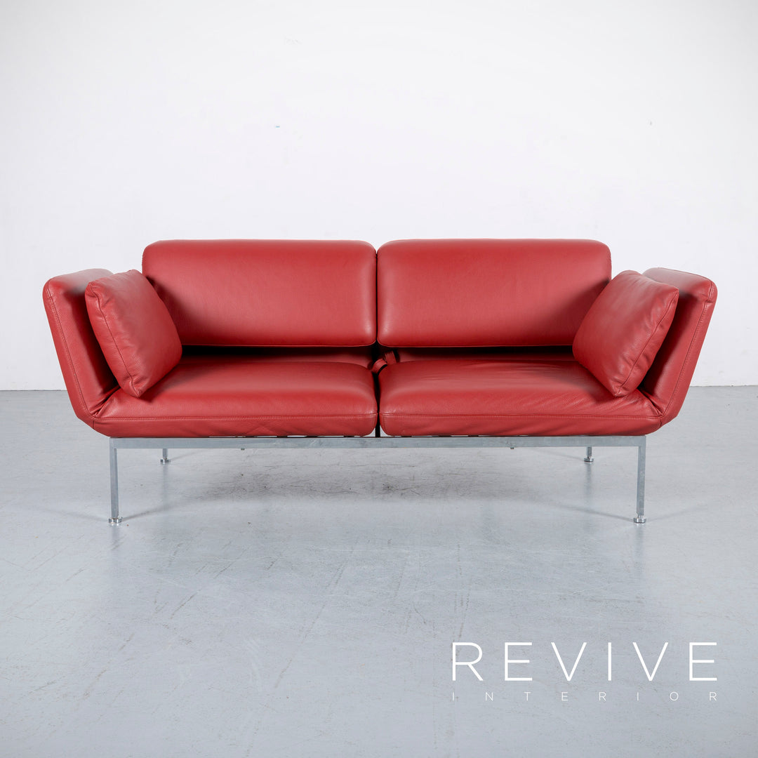 Brühl Roro Leder Sofa Rot Neuwertig Dreisitzer Couch Funktion Echtleder #6041