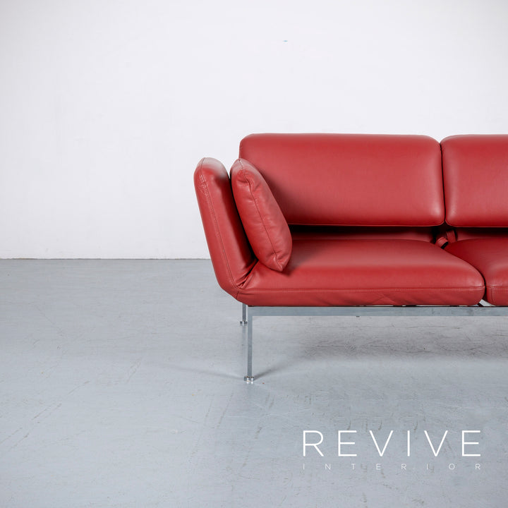 Brühl Roro Leder Sofa Rot Neuwertig Dreisitzer Couch Funktion Echtleder #6041