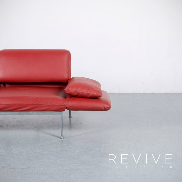 Brühl Roro Leder Sofa Rot Neuwertig Dreisitzer Couch Funktion Echtleder #6041