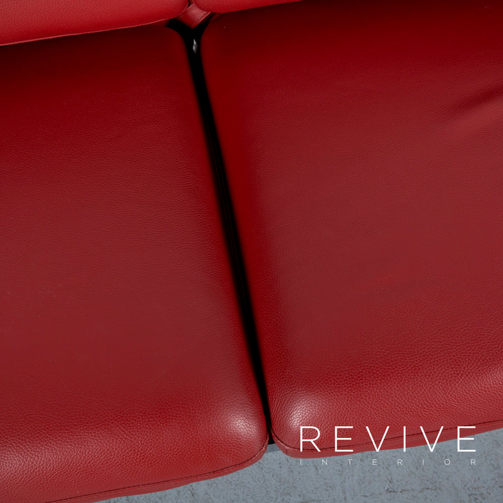 Brühl Roro Leder Sofa Rot Neuwertig Dreisitzer Couch Funktion Echtleder #6041
